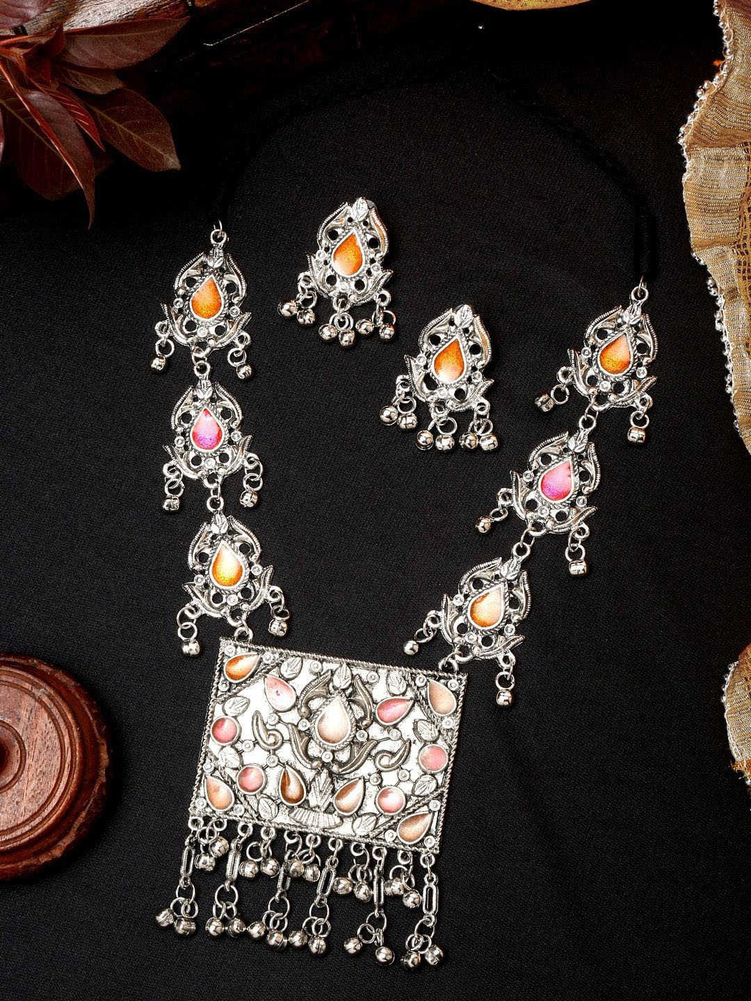 

DIVASTRI Silver-Plated Enamelled Jewellery Set