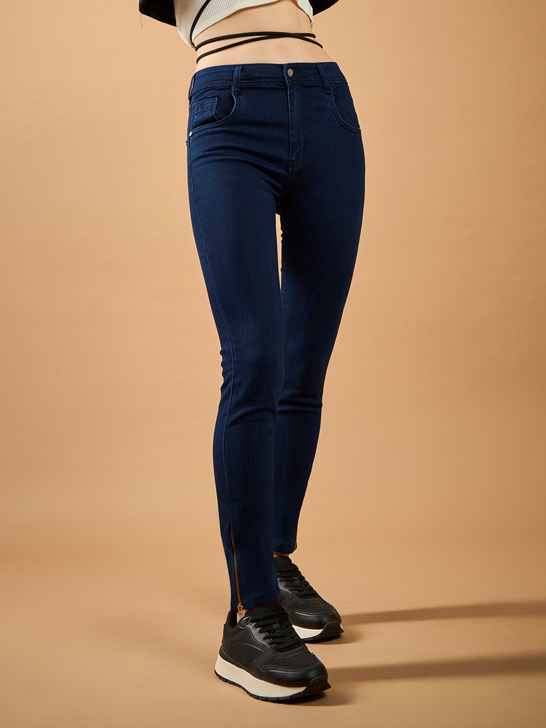

DOLCE CRUDO Women Skinny Fit Stretchable Jeans, Navy blue