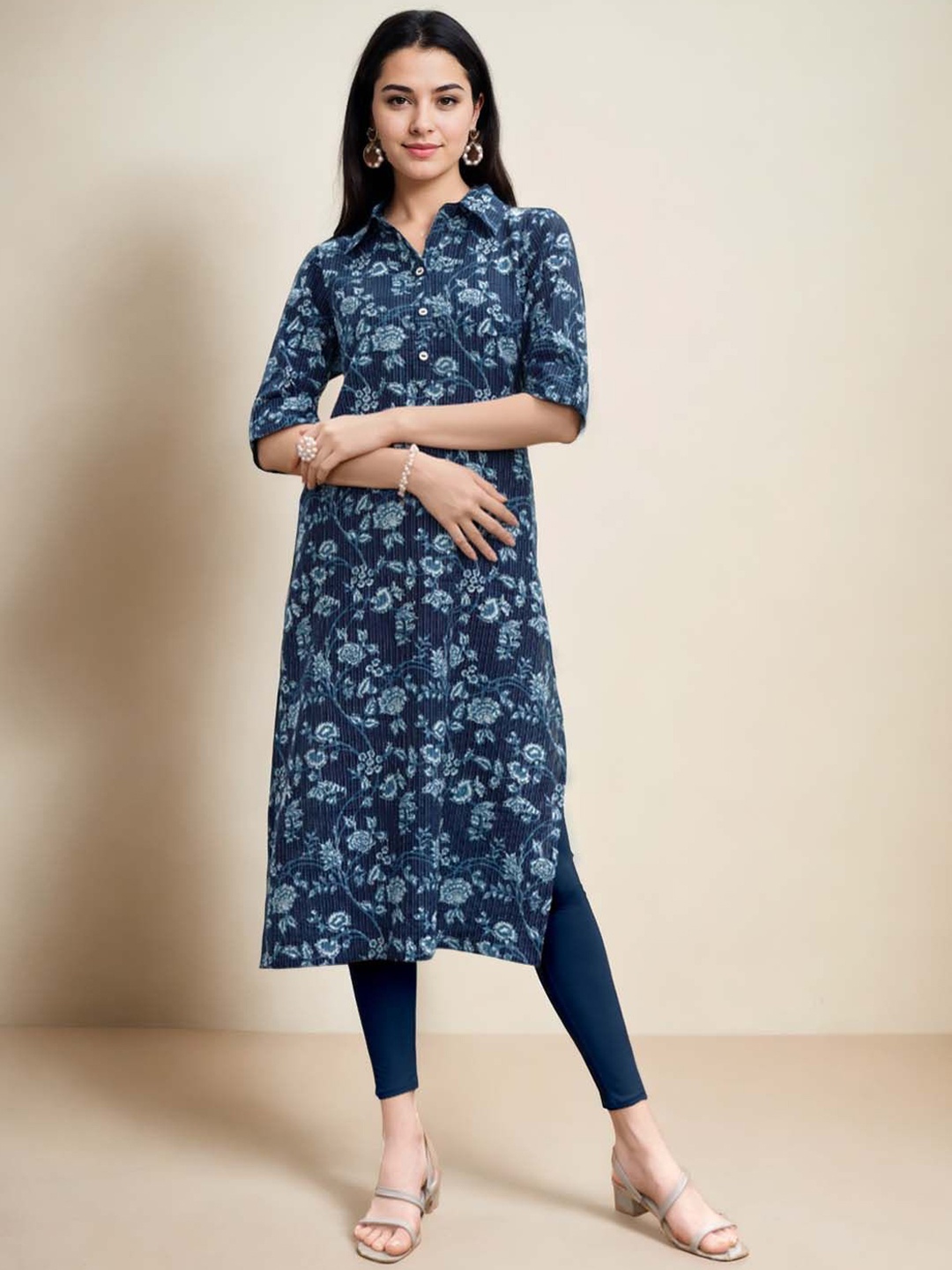 

sagarika Women Floral Printed Floral Kurta, Blue