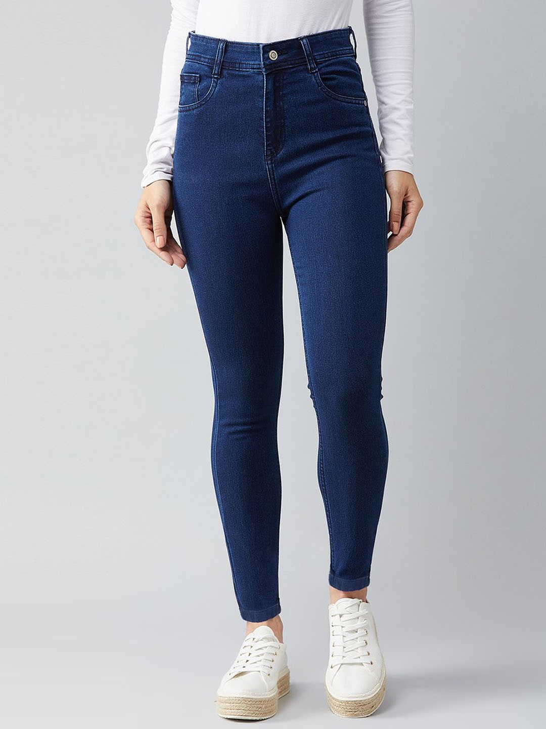 

DOLCE CRUDO Women Skinny Fit High-Rise Stretchable Jeans, Navy blue
