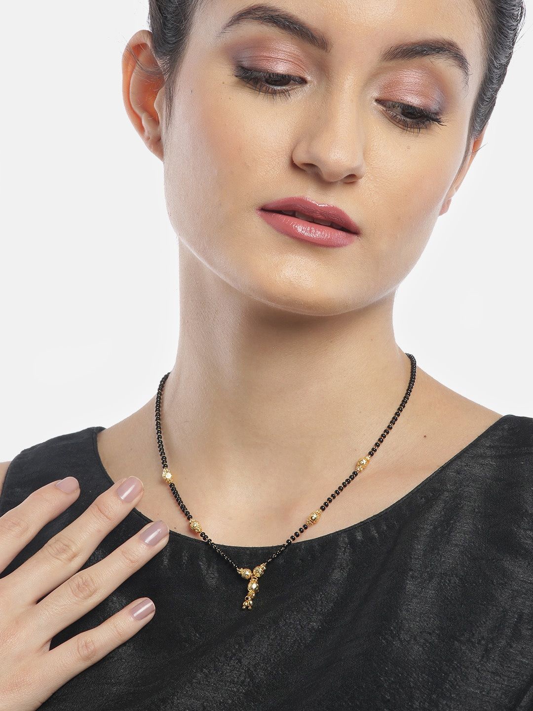 

DIVASTRI Gold-Plated Artificial Stones and Beads Mangalsutra