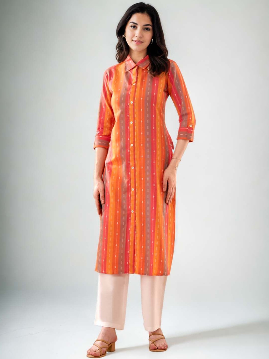 

sagarika Women Regular Kurta with Trousers, Orange