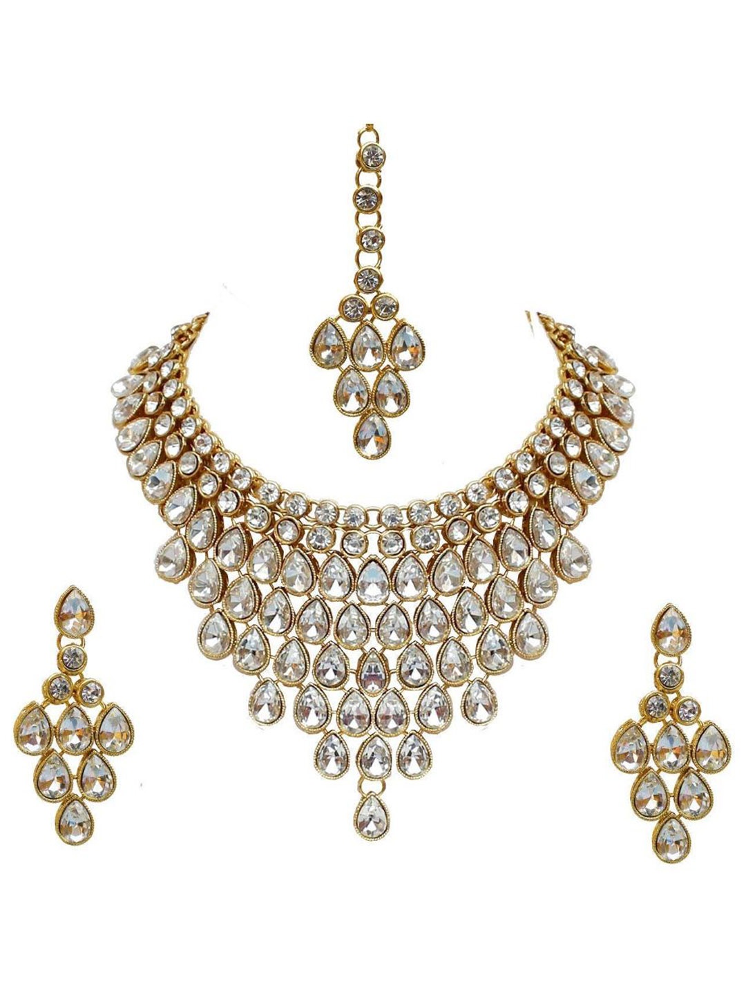 

DIVASTRI Gold Plated Stones Studded Jewellery Set