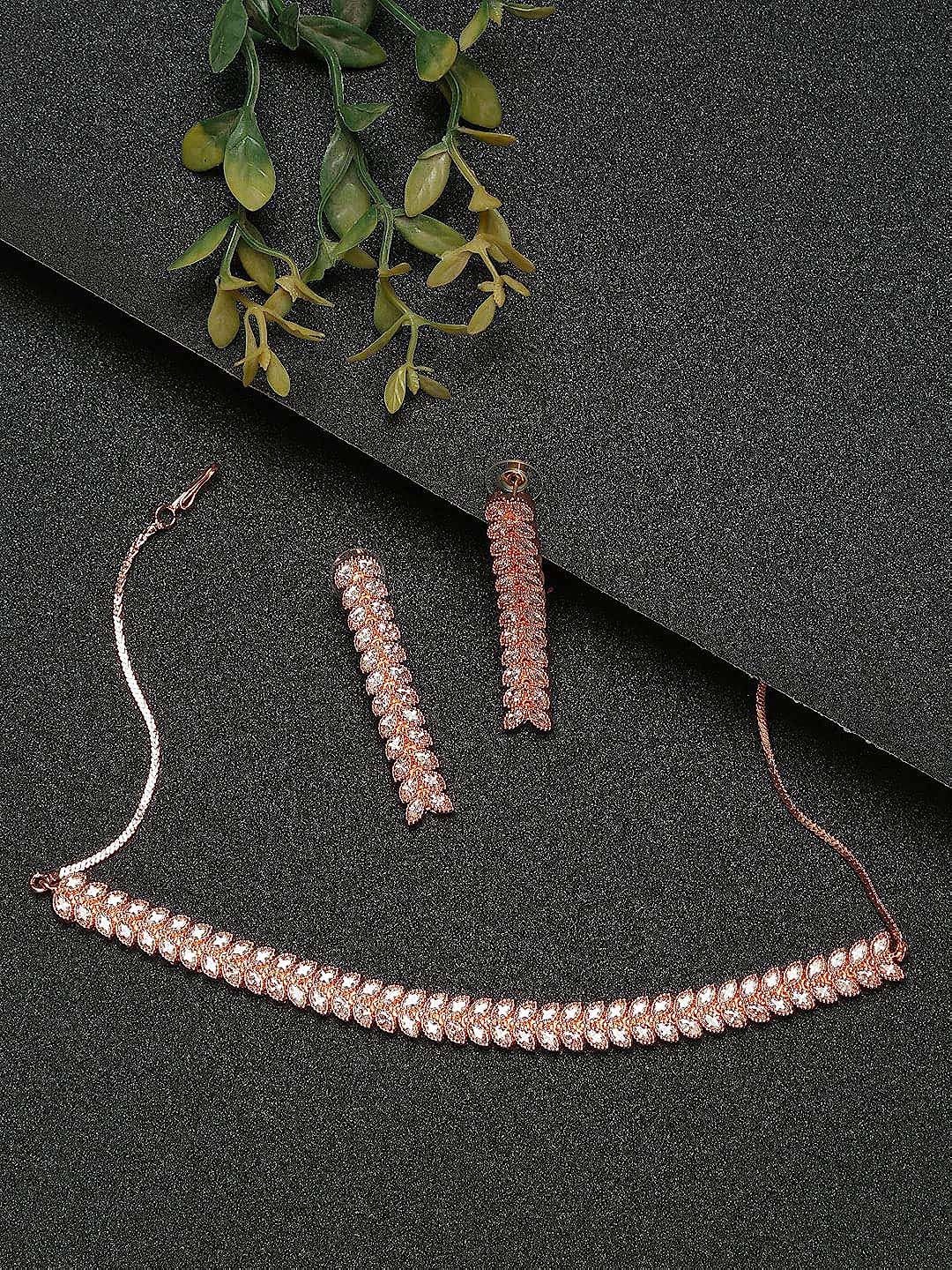 

DIVASTRI Gold-Plated Stone-Studded Jewellery Set