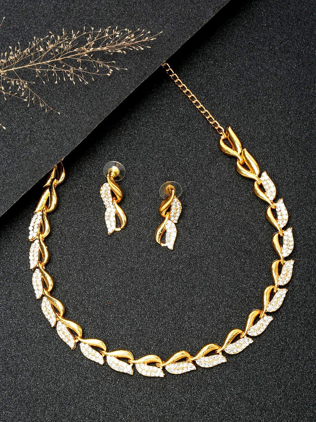 

DIVASTRI Gold-Plated Stones-Studded Jewellery Set