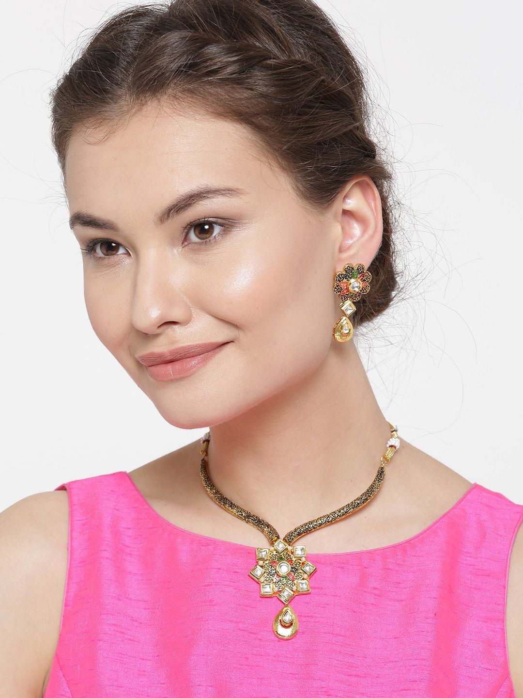 

DIVASTRI Gold-Plated Stone-Studded Jewellery Set