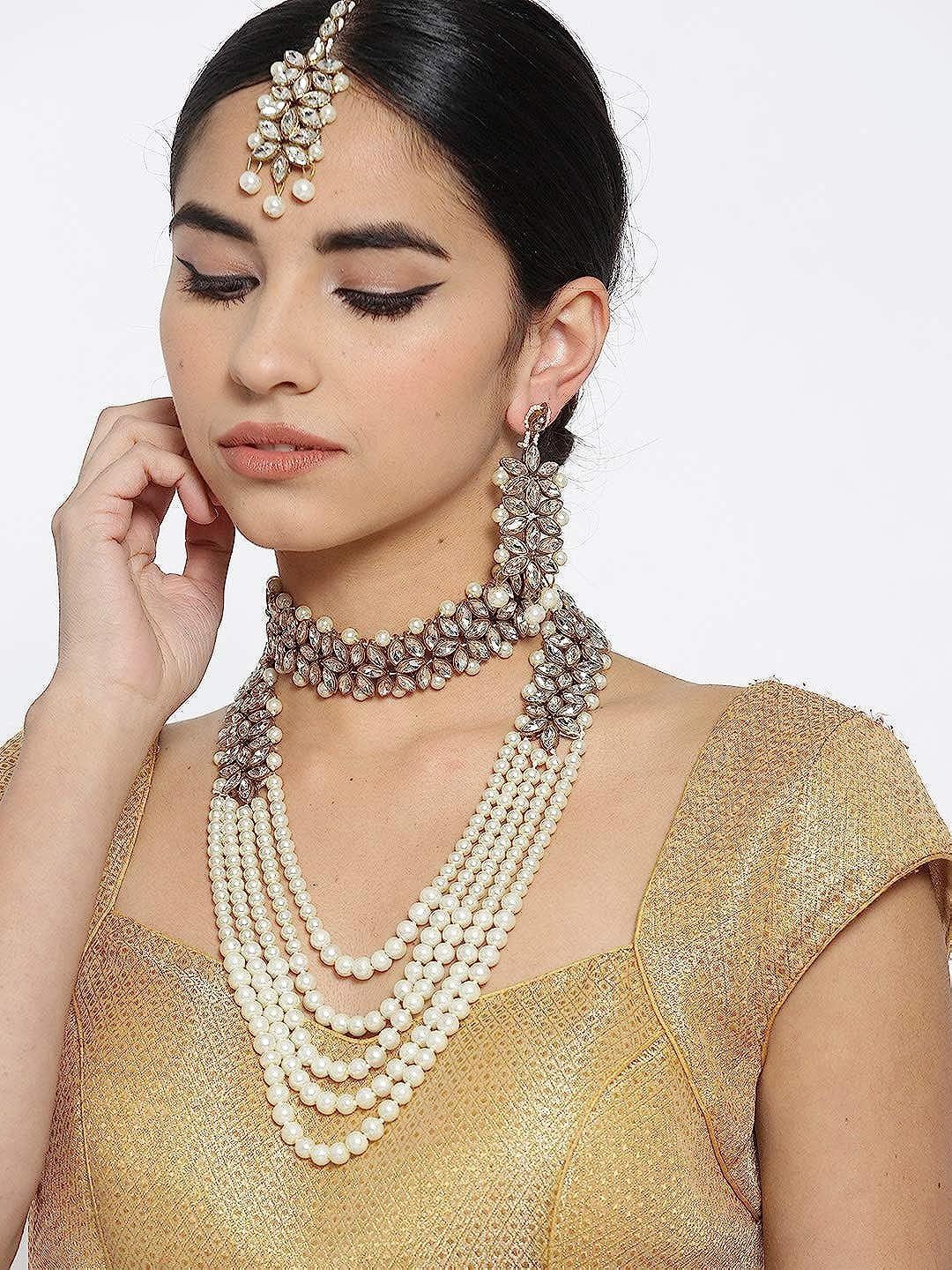 

DIVASTRI Gold-Plated Stone-Studded Jewellery Set