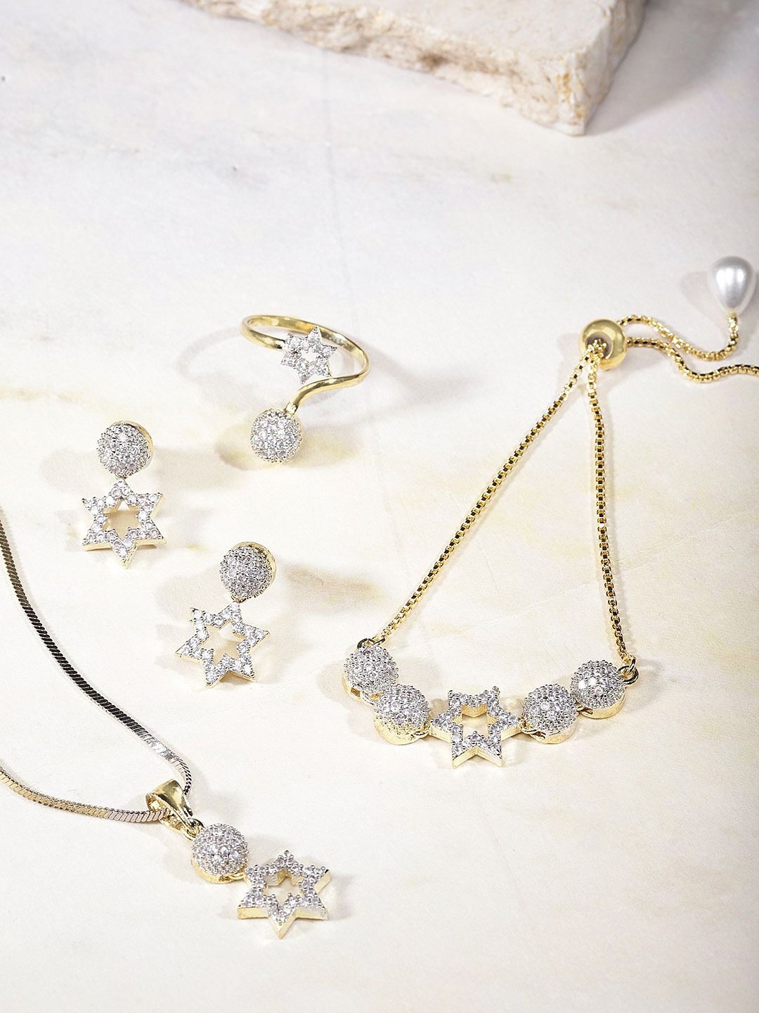 

DIVASTRI Gold-Plated Stone-Studded Jewellery Set
