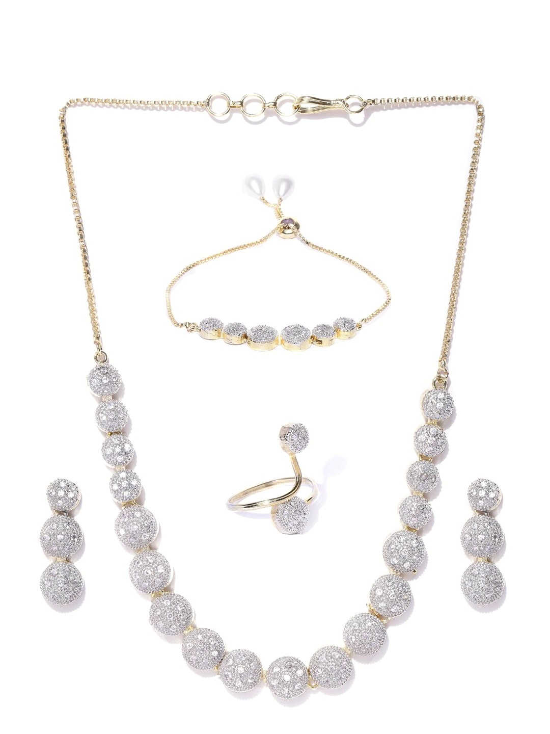 

DIVASTRI Gold-Plated Artificial Stones and Beads Studded Jewellery Set