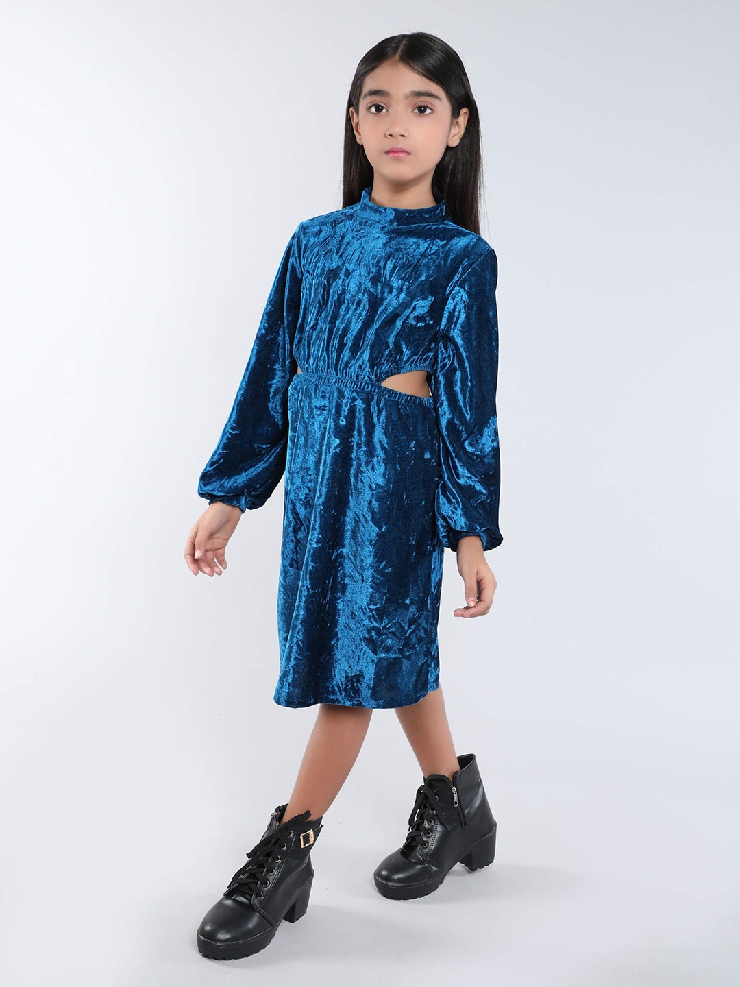 

taffykids Velvet A-Line Dress, Blue
