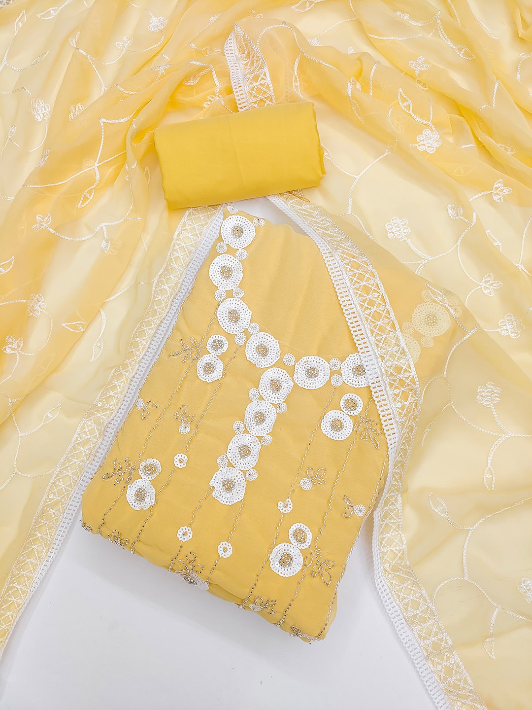 

LeeliPeeri Designer Embroidered Unstitched Dress Material, Yellow