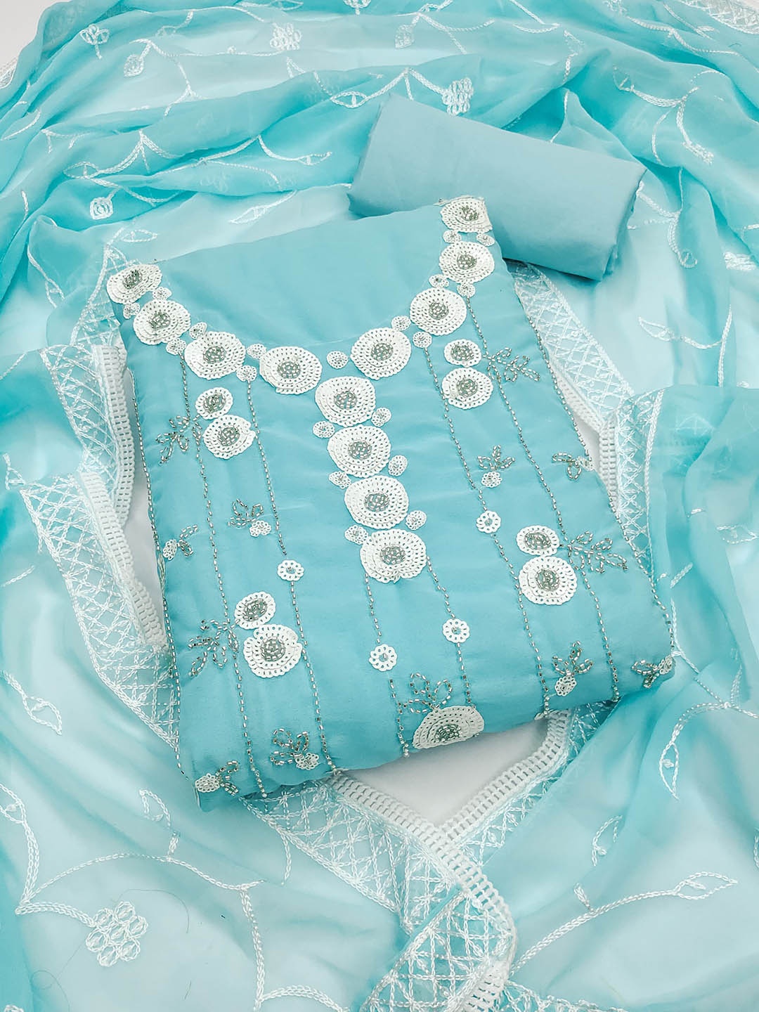 

LeeliPeeri Designer Embroidered Unstitched Dress Material, Blue