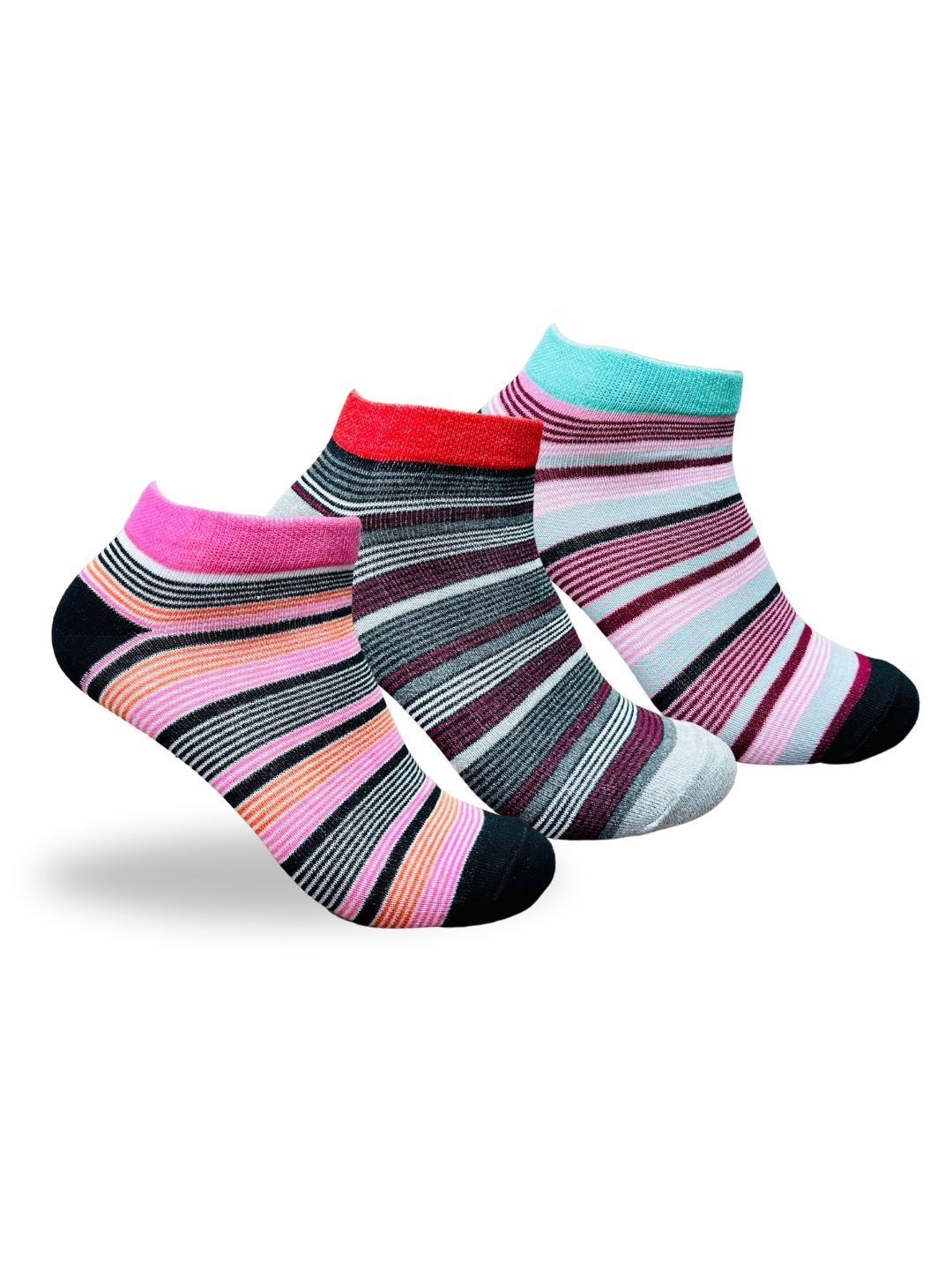 DressBerry Women Pack Of 3 Striped Assorted Ankle-Length Socks