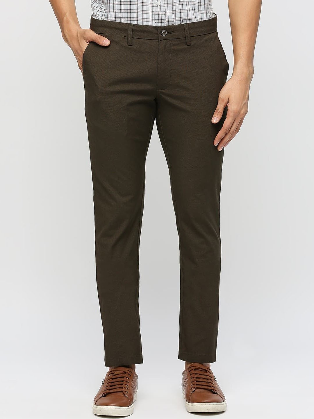 

Basics Men Cotton Mid-Rise Tapered Fit Trouser, Brown