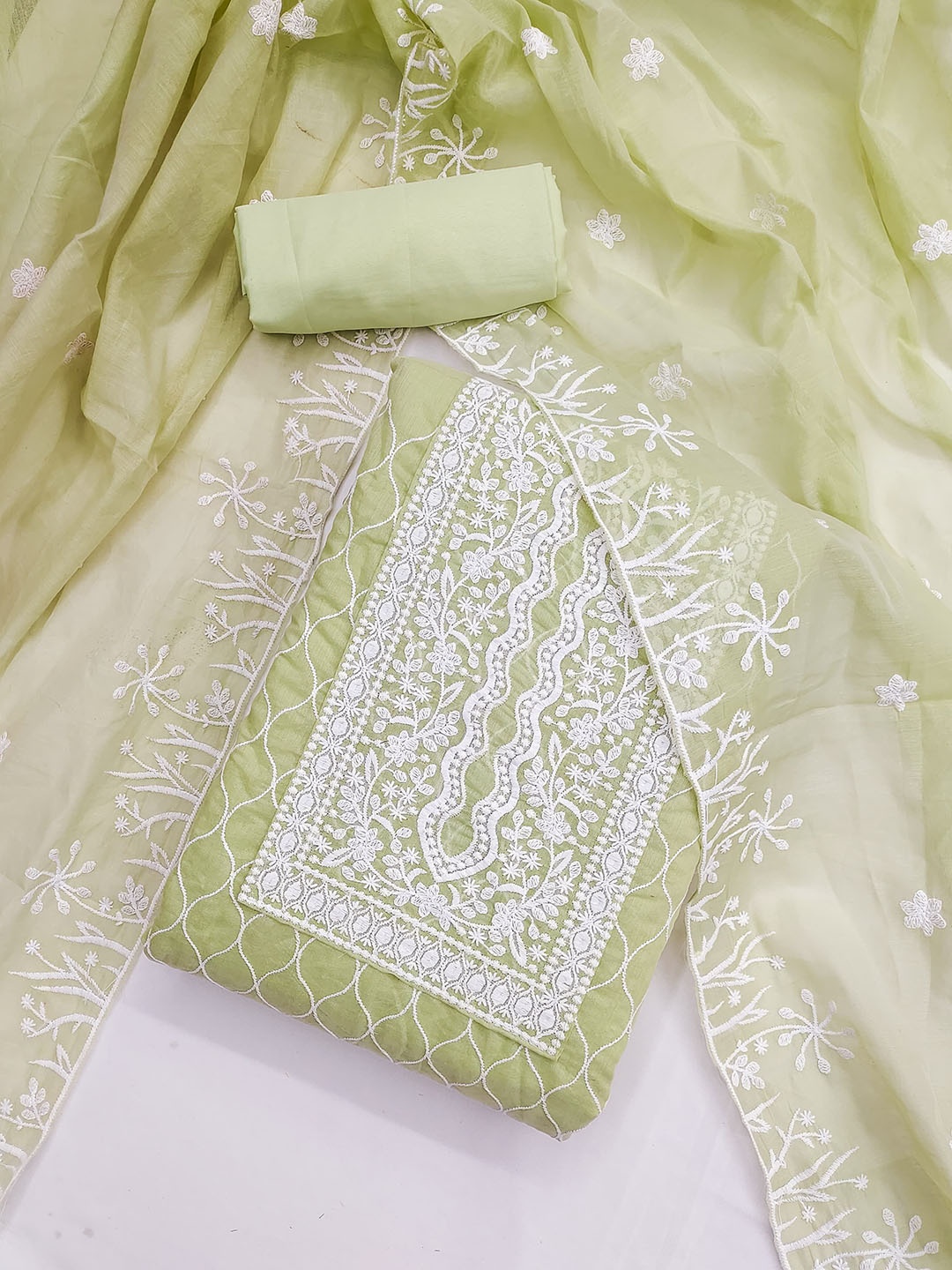 

LeeliPeeri Designer Embroidered Unstitched Dress Material, Green