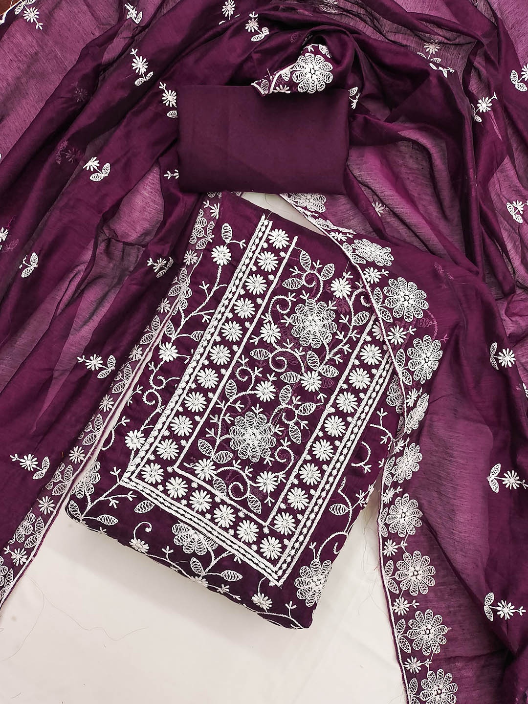 

LeeliPeeri Designer Embroidered Unstitched Dress Material, Purple