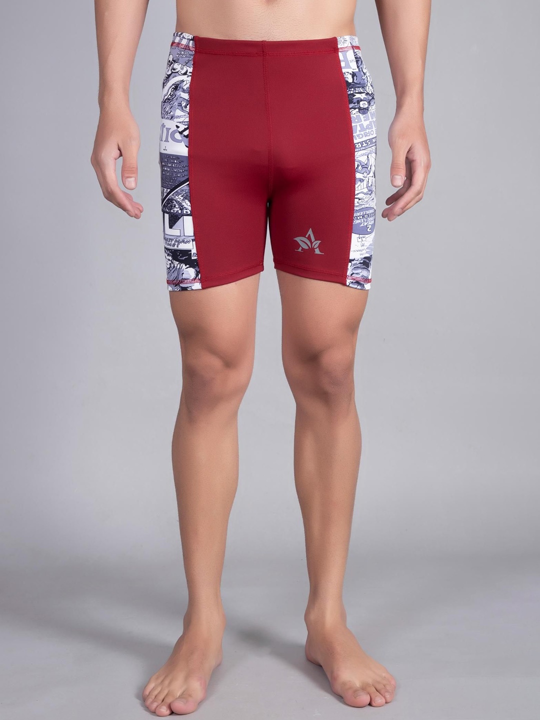 

Apraa & Parma Men Printed Swim Bottoms, Maroon