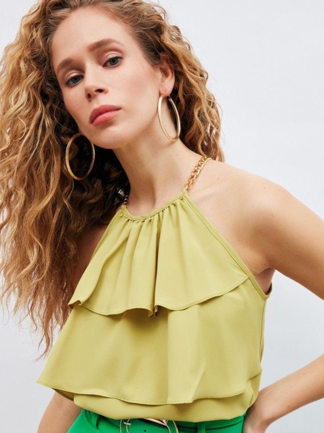 

Fashion Gaiia Women Halter Neck Top, Olive