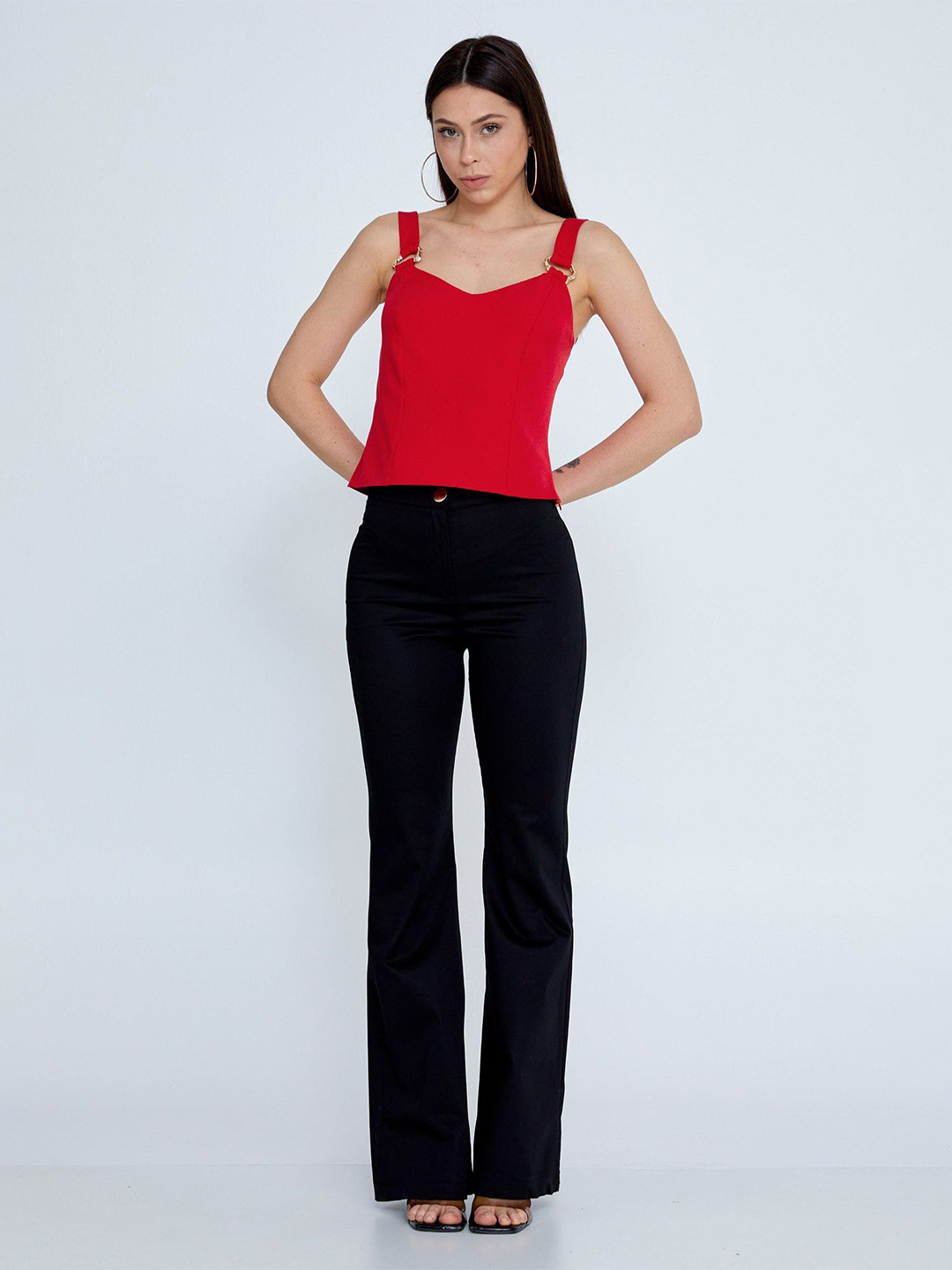 

Fashion Gaiia Women Shoulder Straps Top, Red