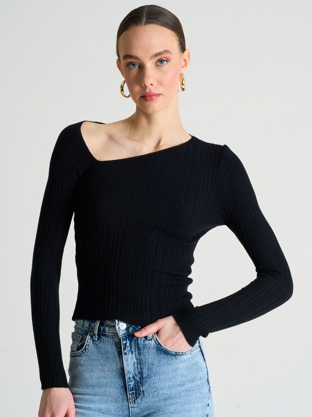

Fashion Gaiia Women Ribbed Fitted Top, Black