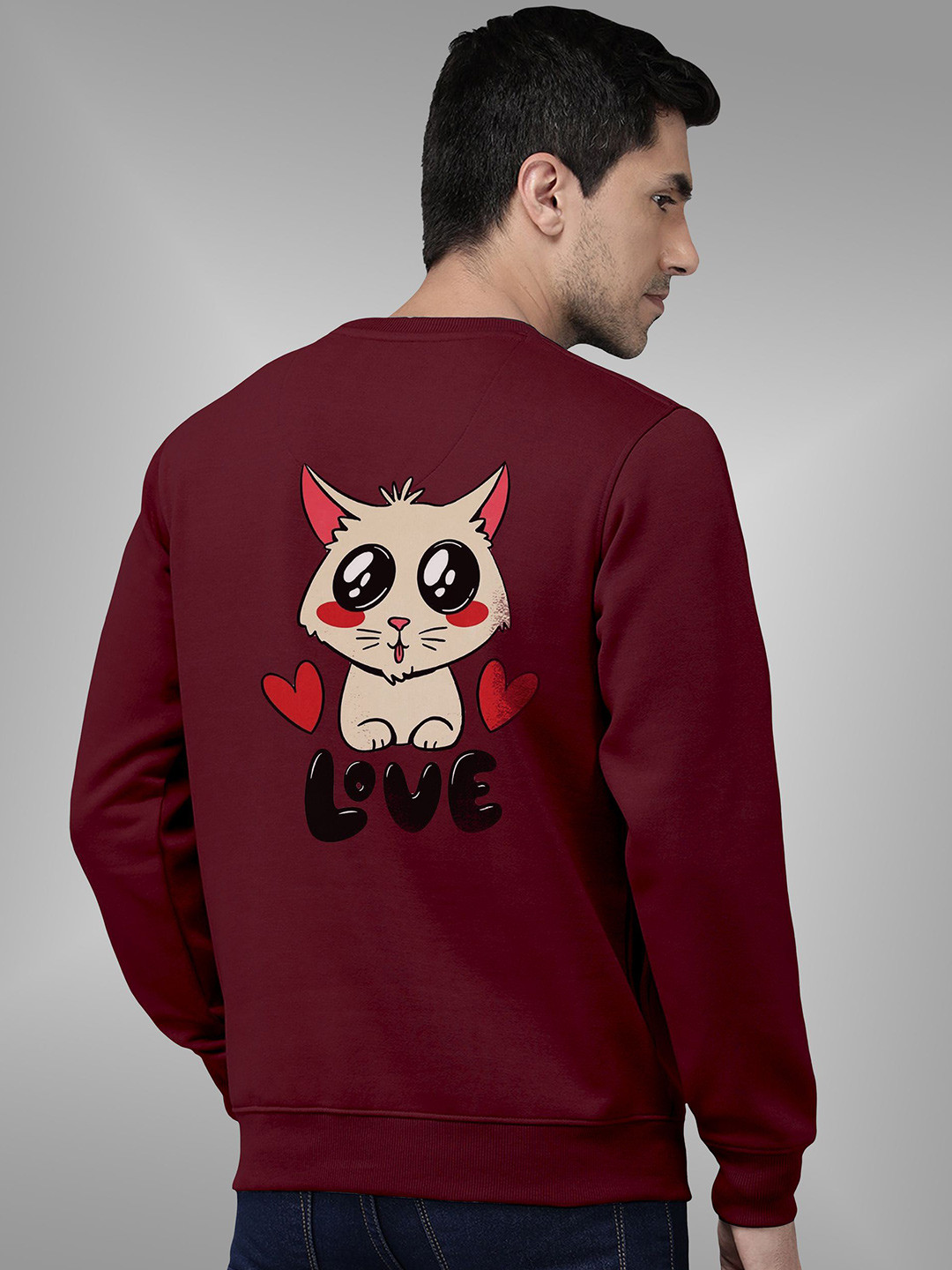 

BAESD Men Printed Sweatshirt, Maroon