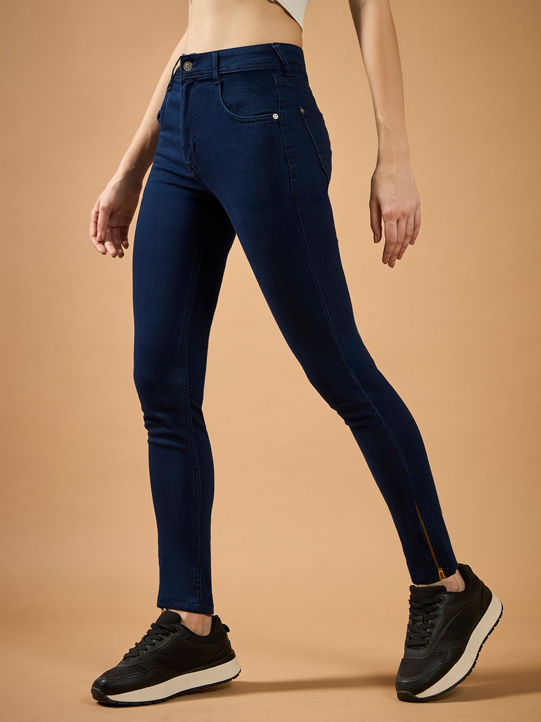

DOLCE CRUDO Women Skinny Fit Stretchable Jeans, Navy blue