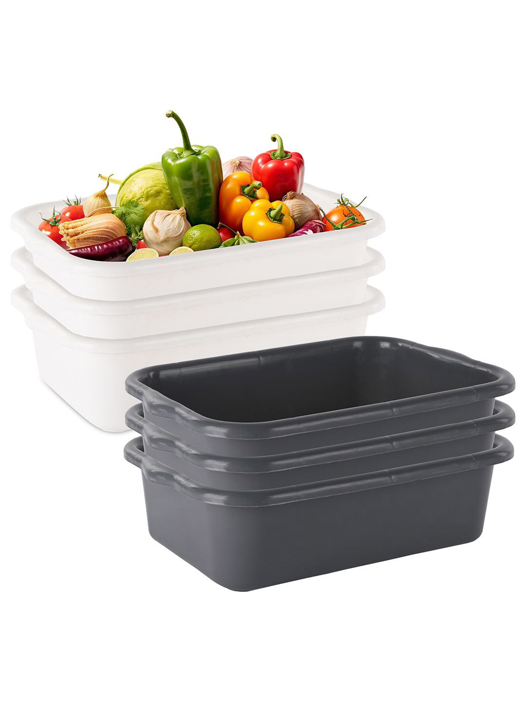 

Kuber Industries Set of 6 White & Black Plastic Refrigerator Safe Fruit & Vegetable Basket