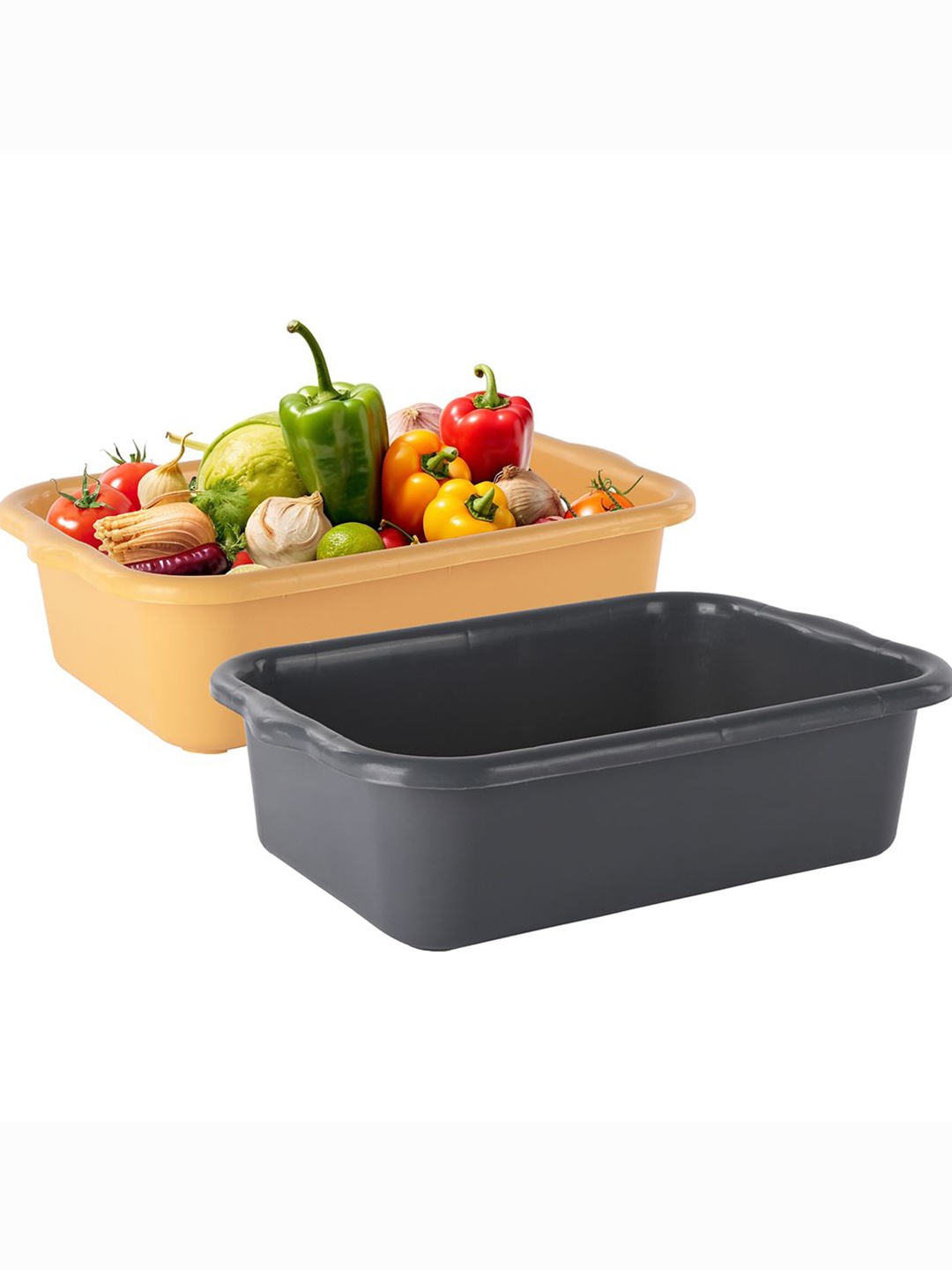 

Kuber Industries Pack of 2 Grey & Beige Multi-Purpose Baskets