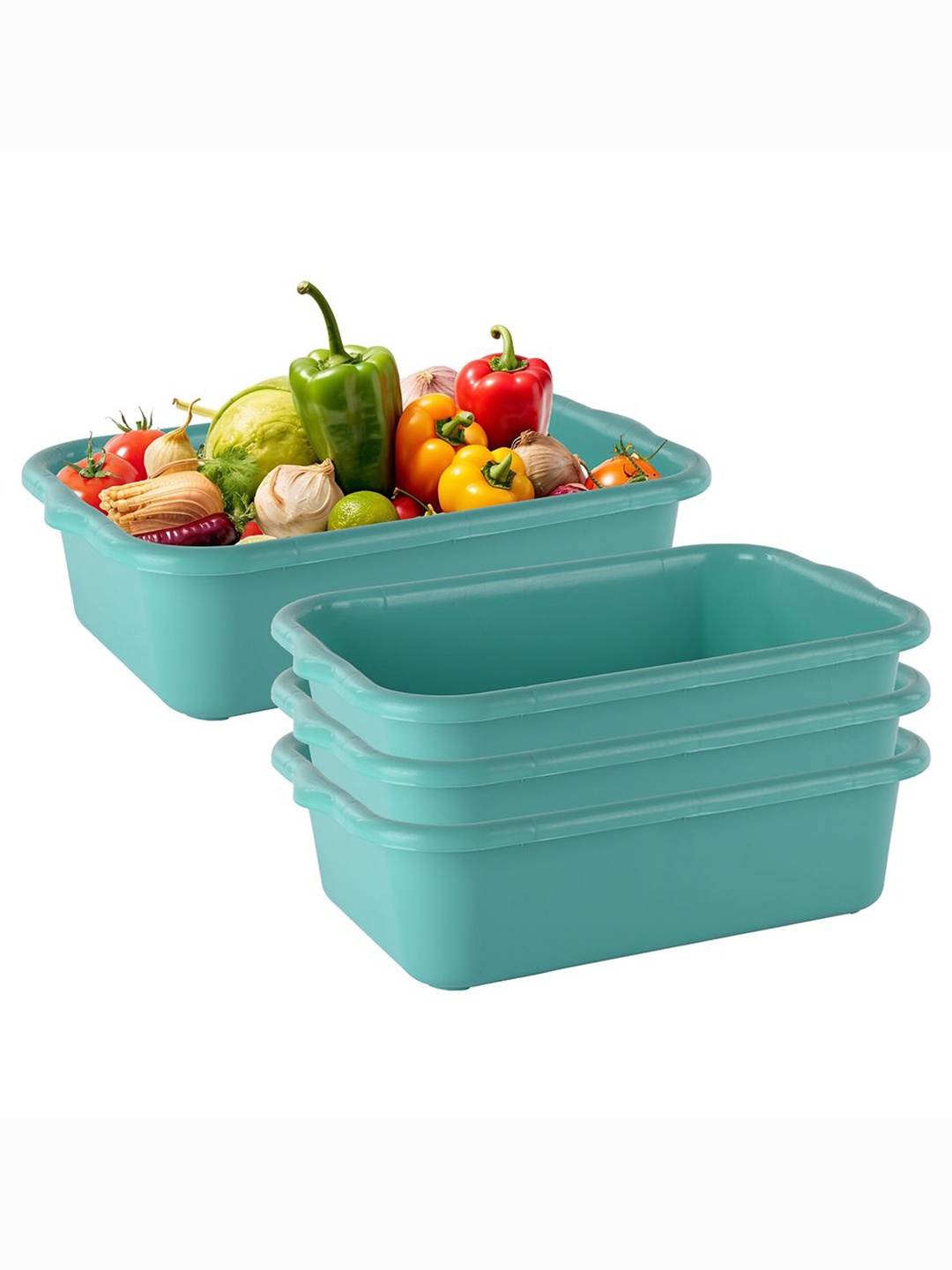 

Kuber Industries Green Pack Of 4 Refrigerator Safe Fruit and Vegetable Basket