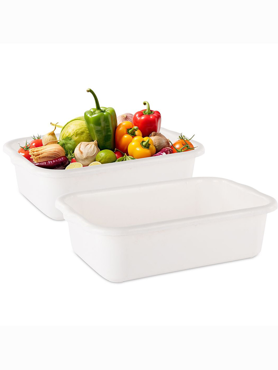

Kuber Industries Set of 2 Multi-Purpose Plastic Tubs, White