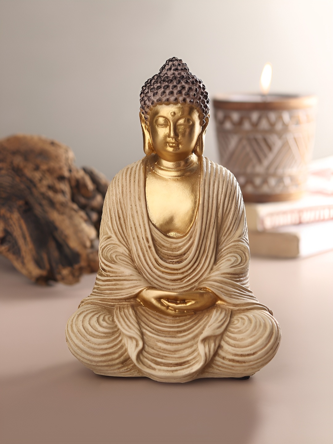 

HABERE INDIA Beige Buddha Figurine Showpiece