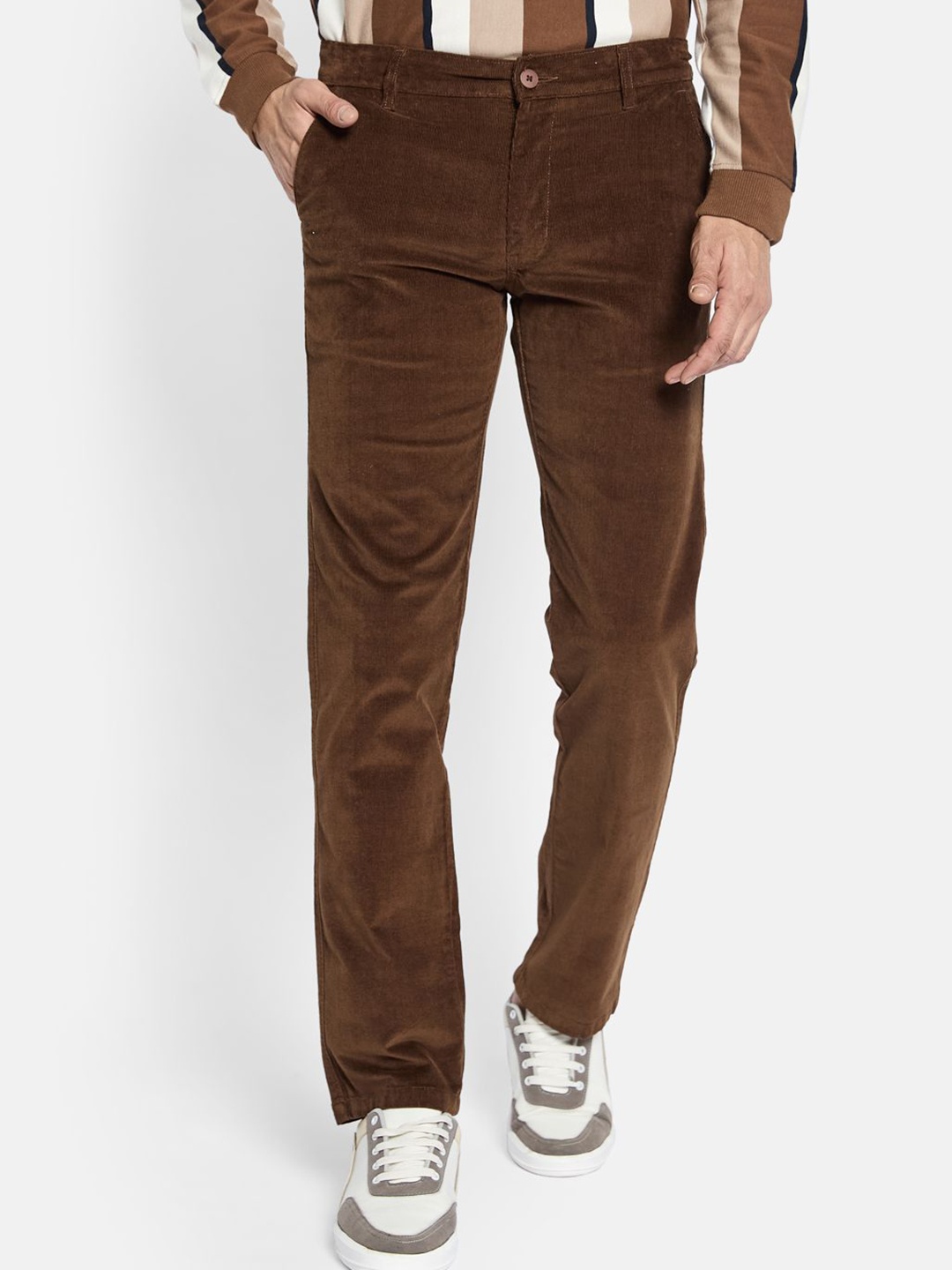 

Octave Men Regular Fit Chinos Cotton Trousers, Brown