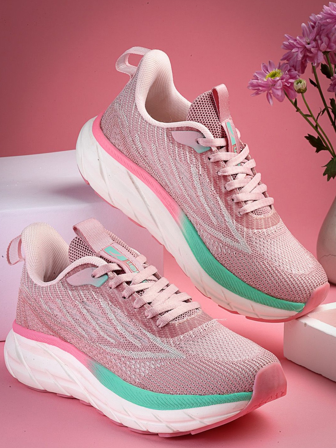 

Action Women Mesh Running Lace-Ups Non-Marking Shoes, Peach