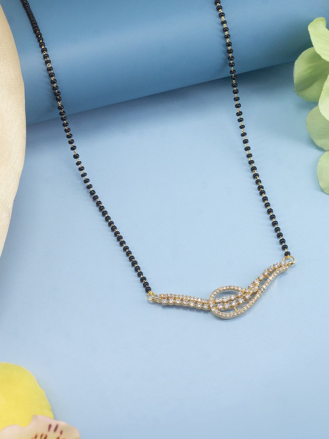 

PRIVIU Gold Plated AD Stone & Beaded Mangalsutra