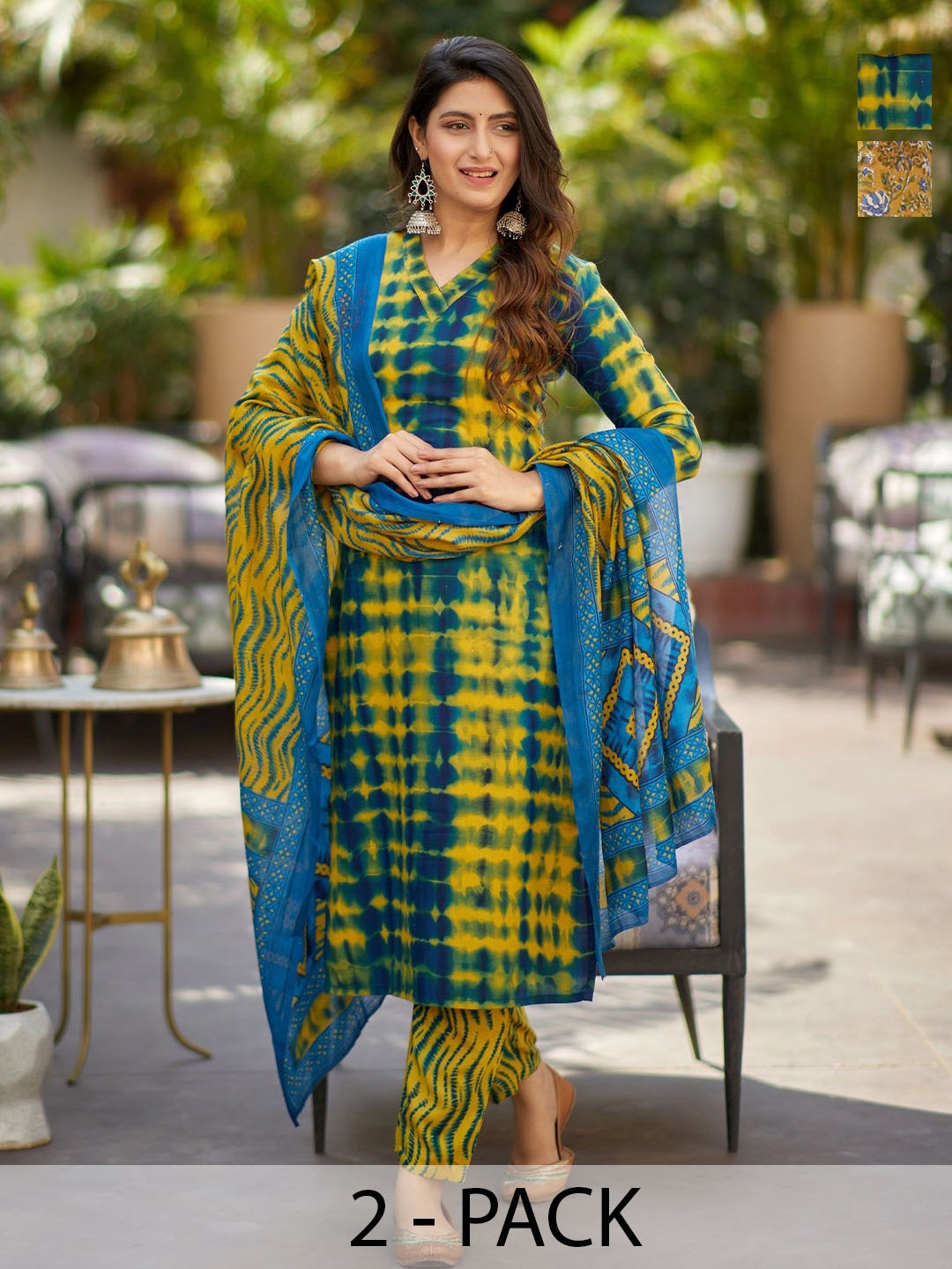 

KALINI Women Ethnic Motifs Printed Regular Kurta with Trousers & With Dupatta, Yellow