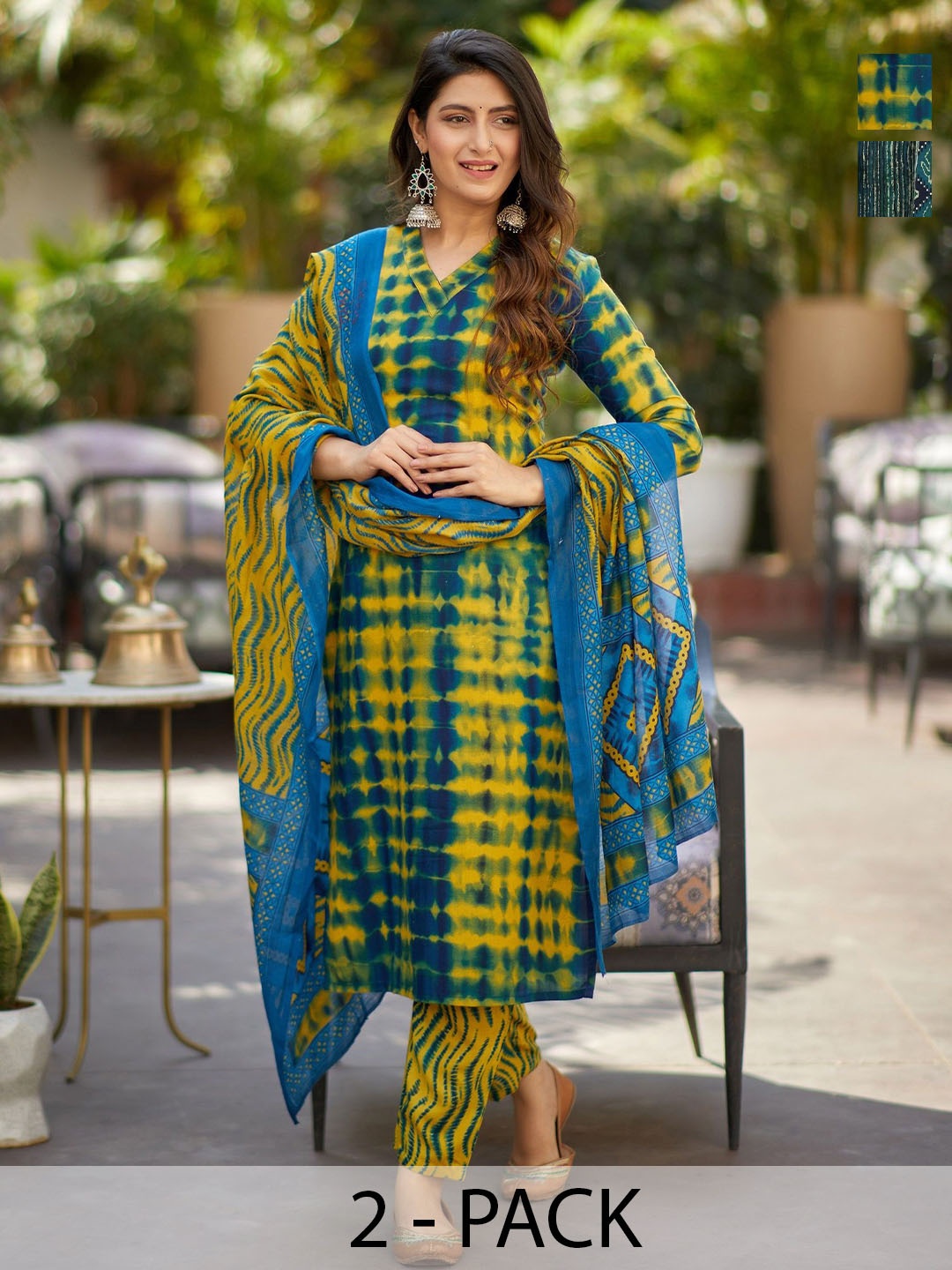 

KALINI Women Floral Printed Regular Kurta with Trousers & With Dupatta, Yellow