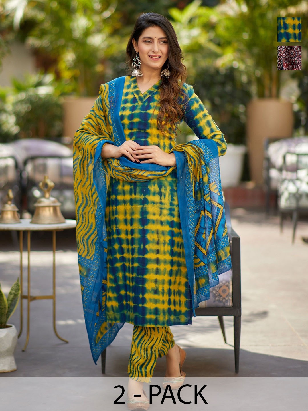 

KALINI Women Ethnic Motifs Printed Regular Kurta with Trousers & With Dupatta, Blue