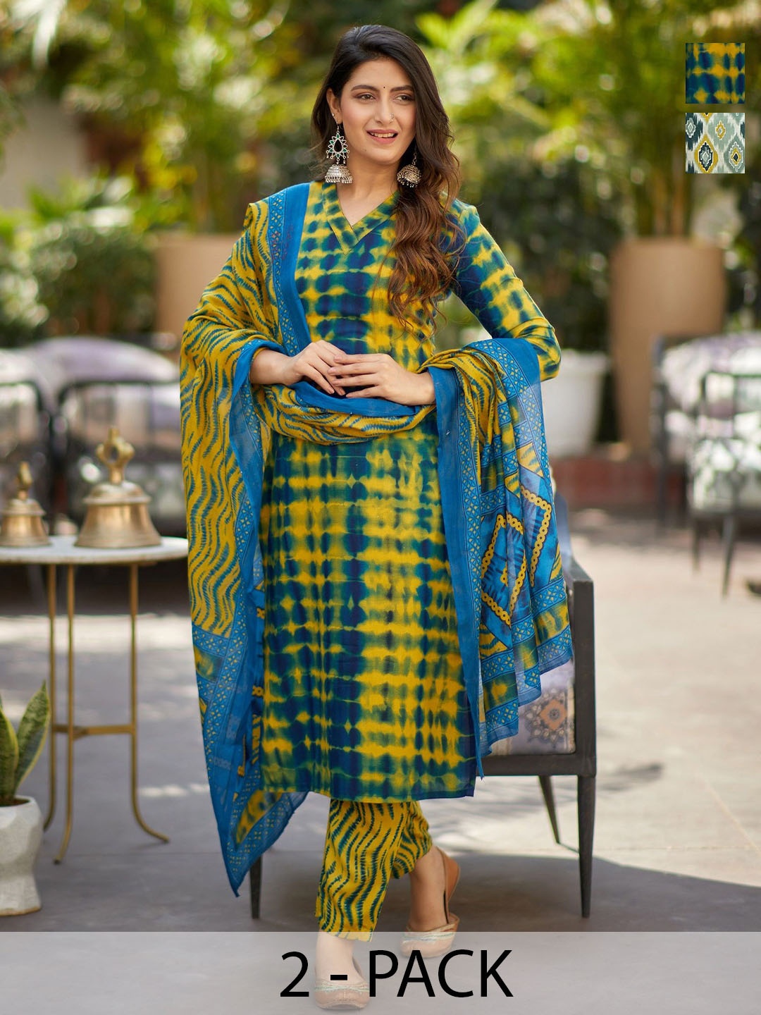 

KALINI Women Ethnic Motifs Printed Regular Kurta with Trousers & With Dupatta, Yellow