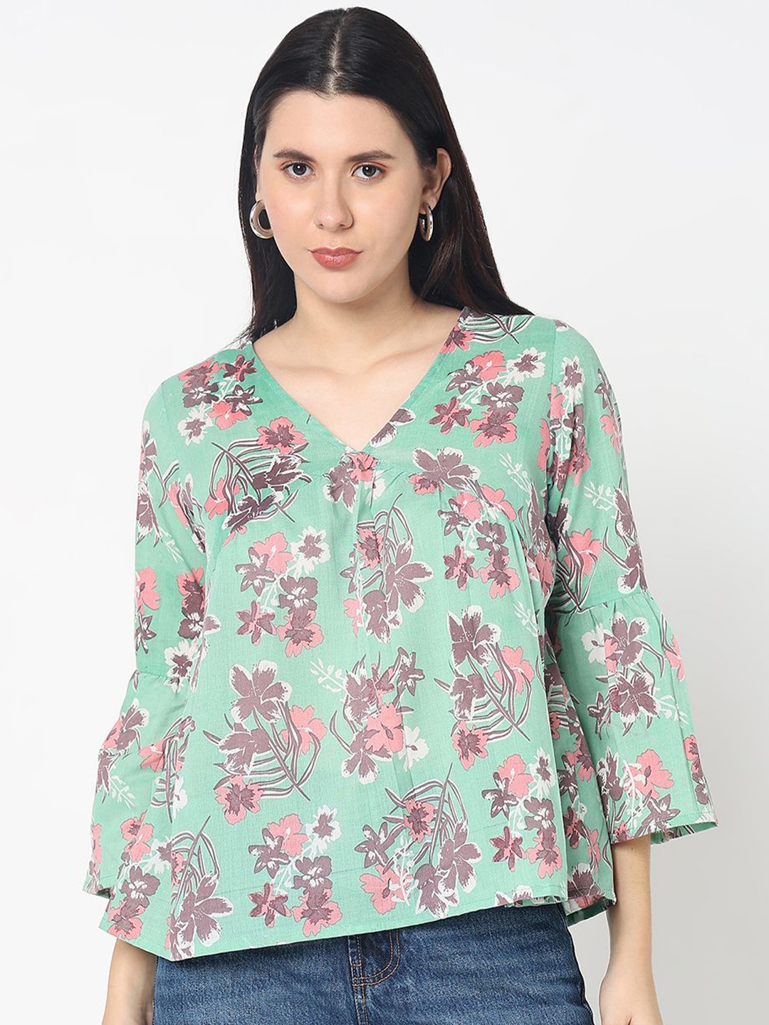 

R&B Women Floral Print Tunic, Green