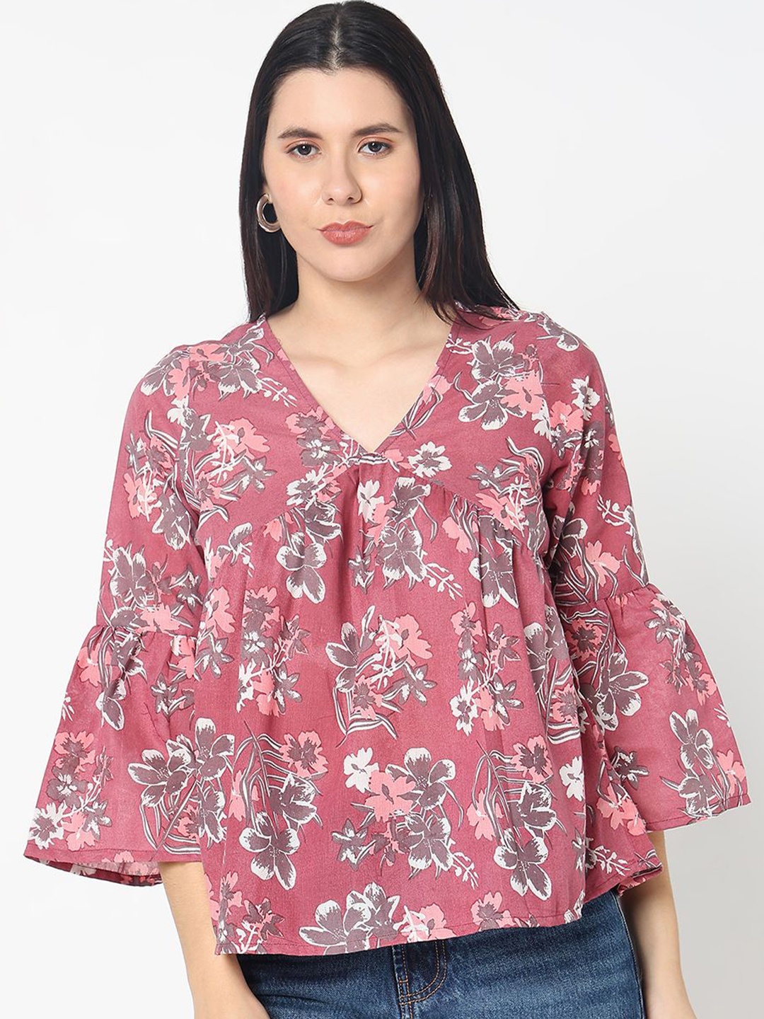 

R&B Women Floral Printed Tunic, Pink