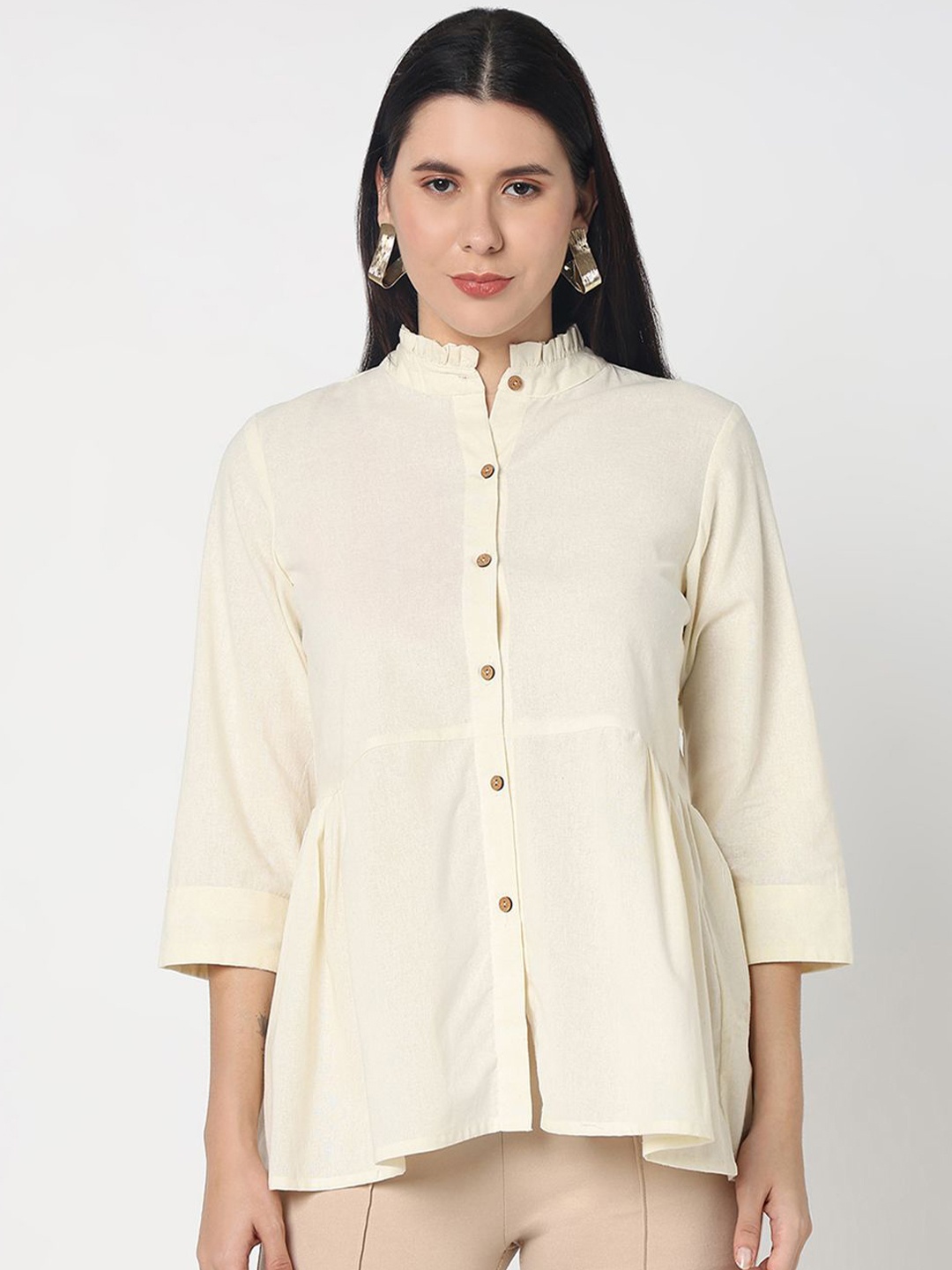 

R&B Women Mandarin Collar Tunic, Off white