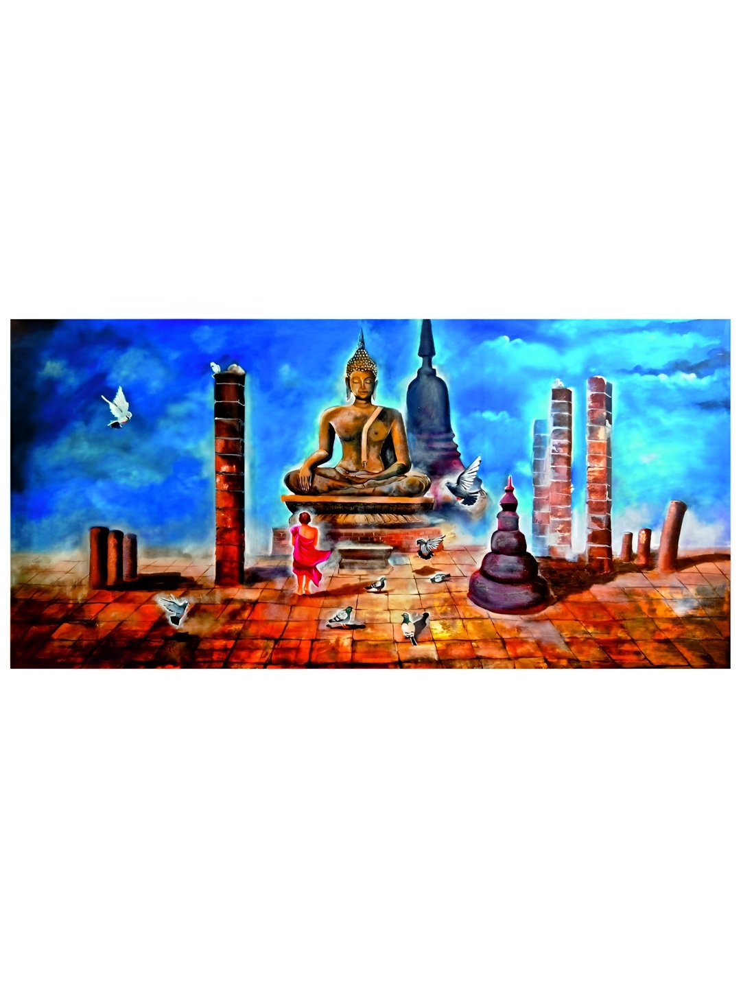 

Inephos Multicoloured 1 Piece Canvas Unframed Wall Paintings, Blue