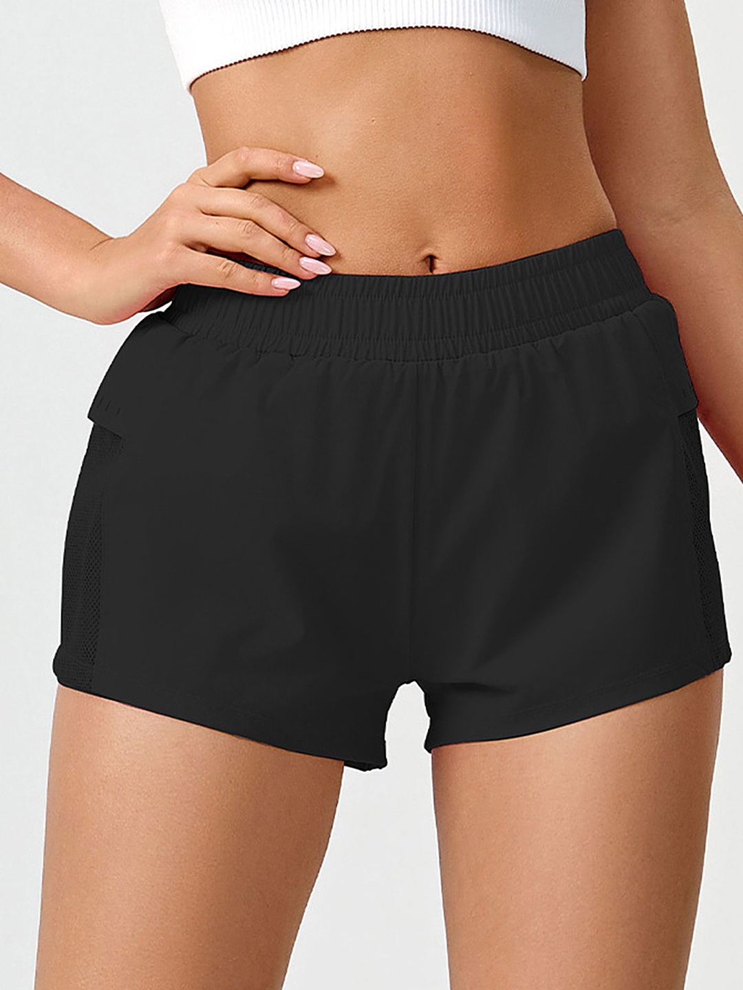 

LULU & SKY Women Mid-Rise Sports Shorts, Black