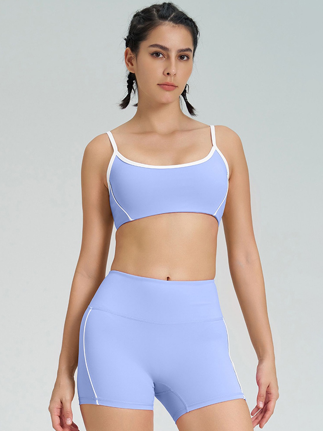 

LULU & SKY Women Skinny Fit High-Rise Sports Shorts, Blue