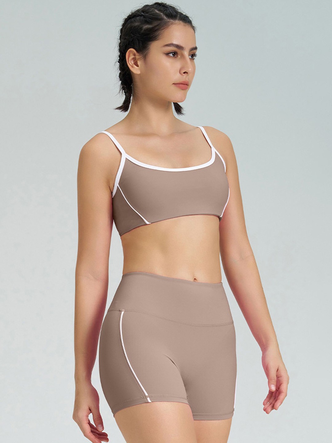 

LULU & SKY Women Skinny Fit High-Rise Sports Shorts, Brown