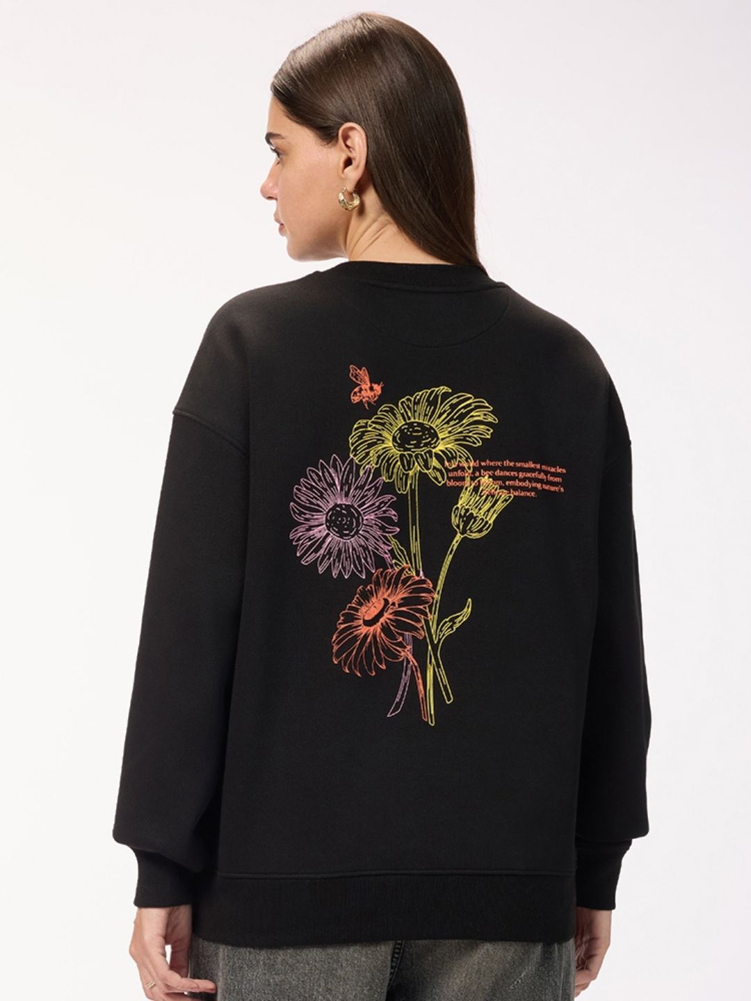 

Bombay High Unisex Floral Printed Sweatshirt, Black