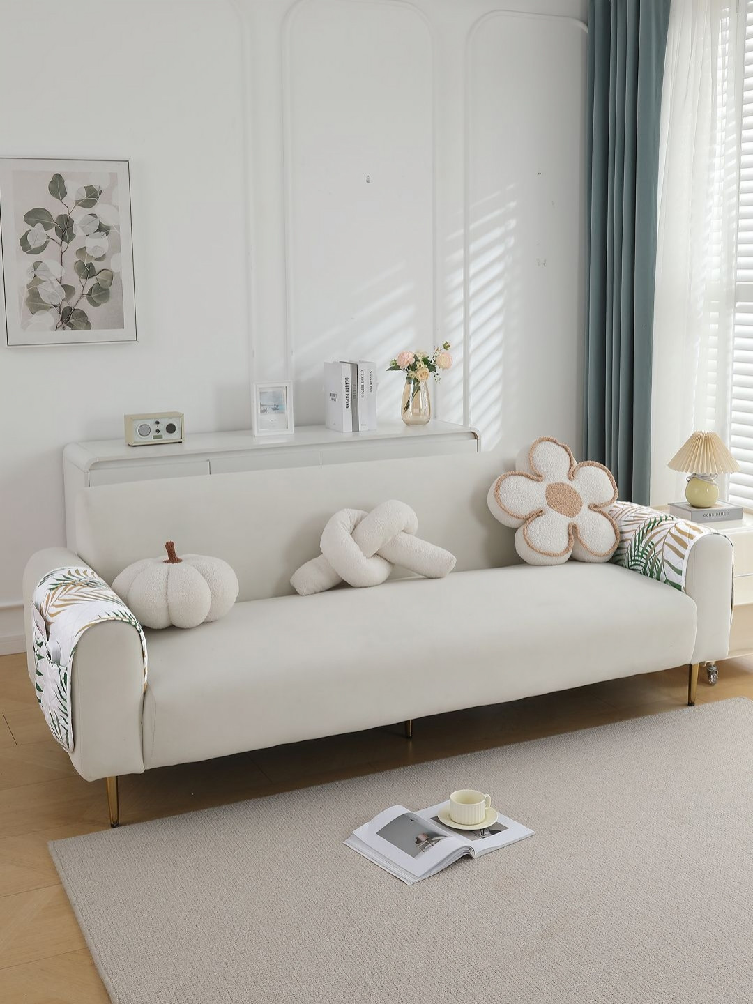 

HOKIPO Forest Green 2Pcs Printed Waterproof Anti-Slip Sofa Armrest Cover with Pockets