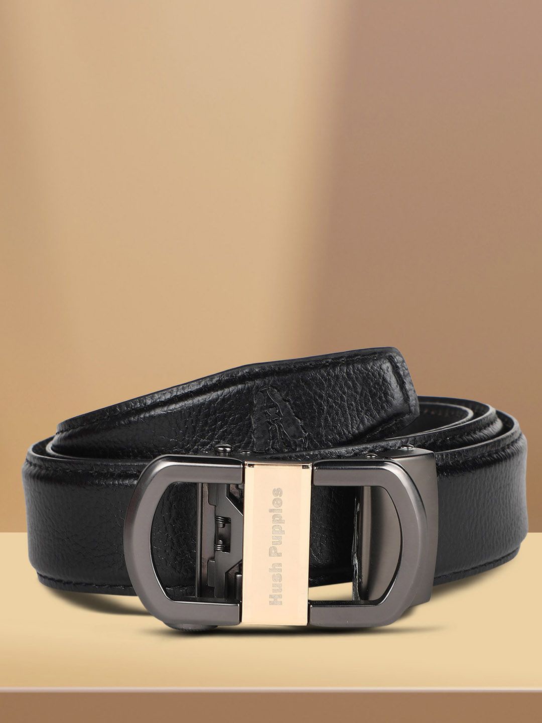 

Hush Puppies Men Textured Leather Formal Belt, Black
