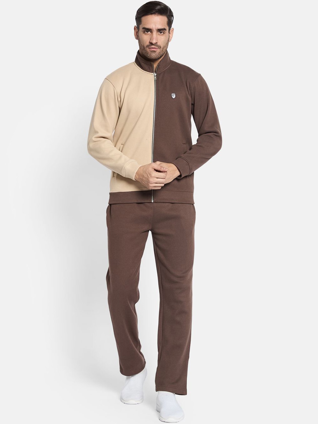 

Octave Men Colourblocked Mid Rise Tracksuit, Brown