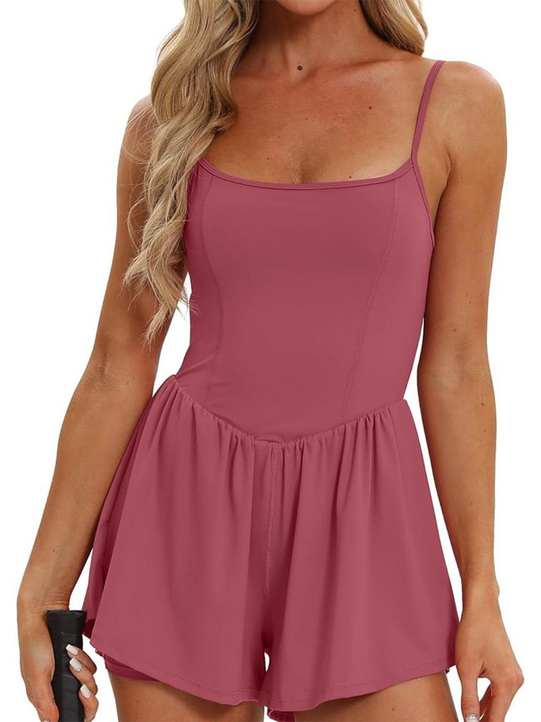 

LULU & SKY Women Shoulder Straps Basic Jumpsuit, White